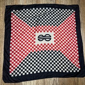 bill blass navy blue, Red, White Checkerboard Silk Scarf